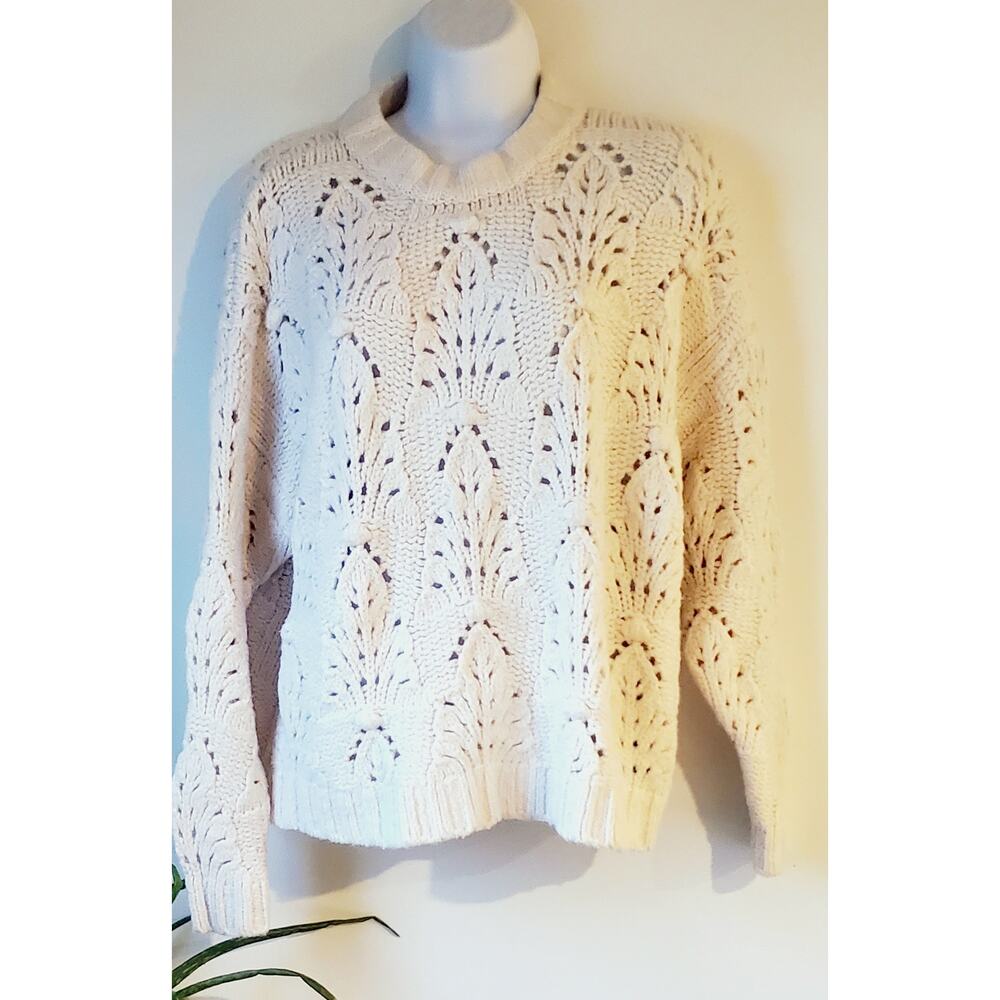 Aerie Womens Loose Knit Cream oversized Sweater Size XS Nautical Beachy Boho